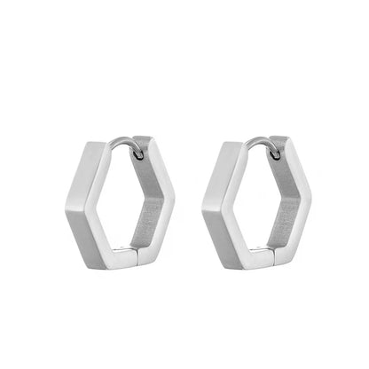 Classic Stainless Steel Hoop Earrings For Women Men Heart Star Oval Rectangle Round Triangle Gold Color Punk Hip Hop Jewelry