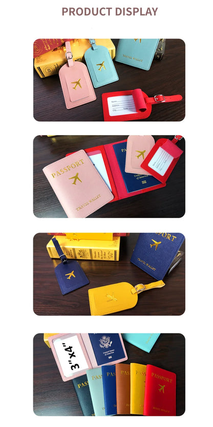 Stamped Leather Business Luggage Tag Suitcase Address Label Luggage Boarding Case Label Name ID Address Clip Travel Accessories