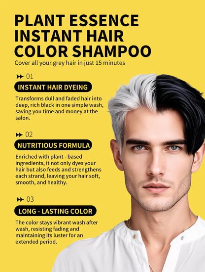 Ginger Black Hair Dye Shampoo 500ml Diy Herbal Coloring Hairs Instant Gray To Black Instant Coloring Shampoo For Women&Men