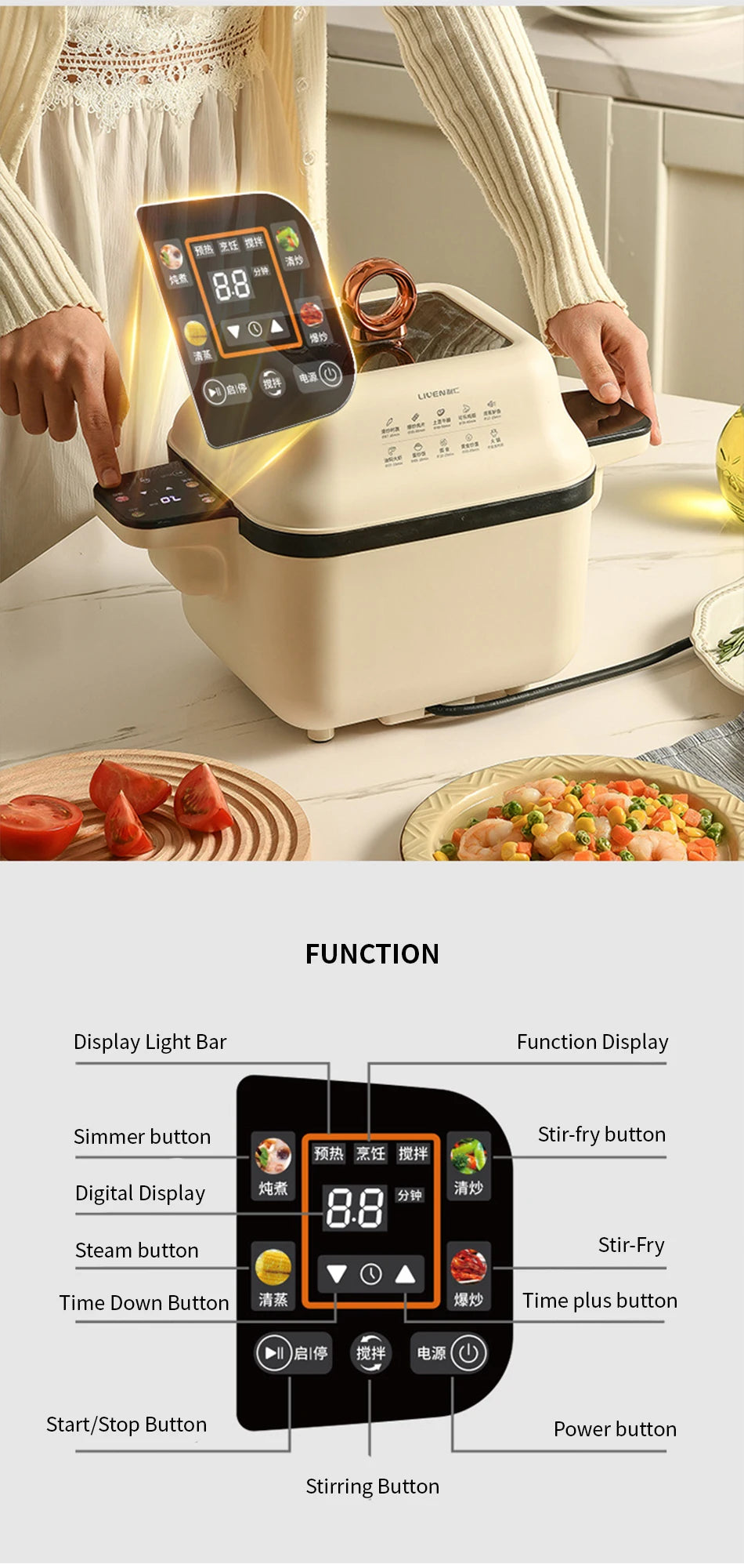 Vollautomatischer Wok-Roboter für Zuhause – keine Aufsicht erforderlich – Drehender und wendender Wok-Roboter