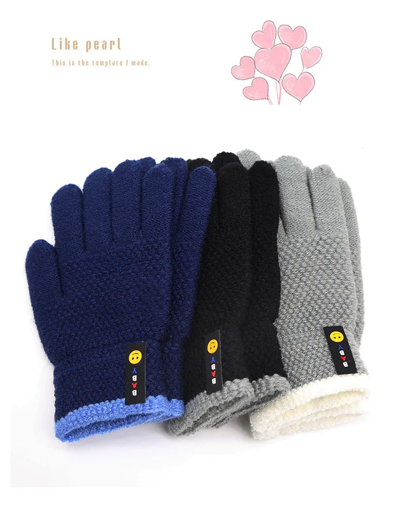 Kids Winter Gloves - Warm Knitted Mittens for Boys & Girls Ages 6-10 | Premium Cotton Stretch Gloves