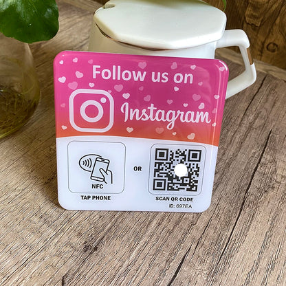 10X10cm QR Code and NFC Tap  Sticky  Instagram Facebook Tripadvisor Trustpilot ReviewGoogle Review Plaque