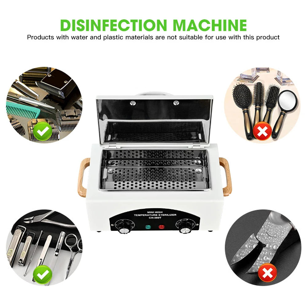 300W Nail Tool High Temperature Cleaning Box 1.5L With Timer Dry Heat Sterilizer For Sundry Beauty Hair Metal Tools With Handle