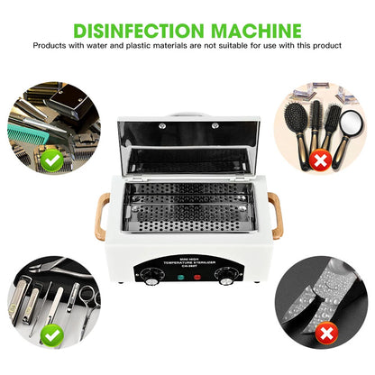 300W Nail Tool High Temperature Cleaning Box 1.5L With Timer Dry Heat Sterilizer For Sundry Beauty Hair Metal Tools With Handle