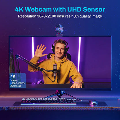 4K Webcam 1080P 60FPS Autofocus Streaming Web Camera EMEET S600 Living Stream Camera With Mics&Privacy Cover for Tiktok/YouTube