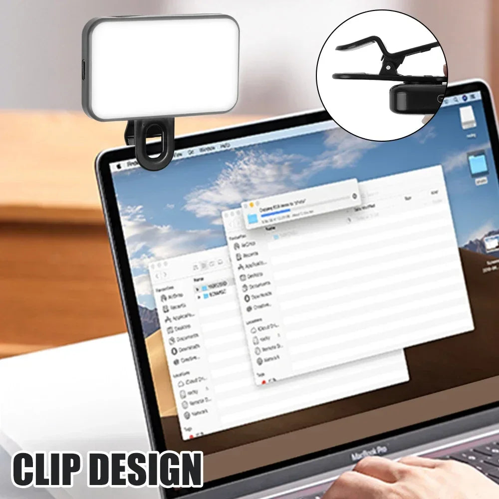 Mini Selfie Fill Light Rechargeable Adjustable Brightness Clip on 3 Mode Led Light for Mobile Phone PC Laptop Clip Filllight