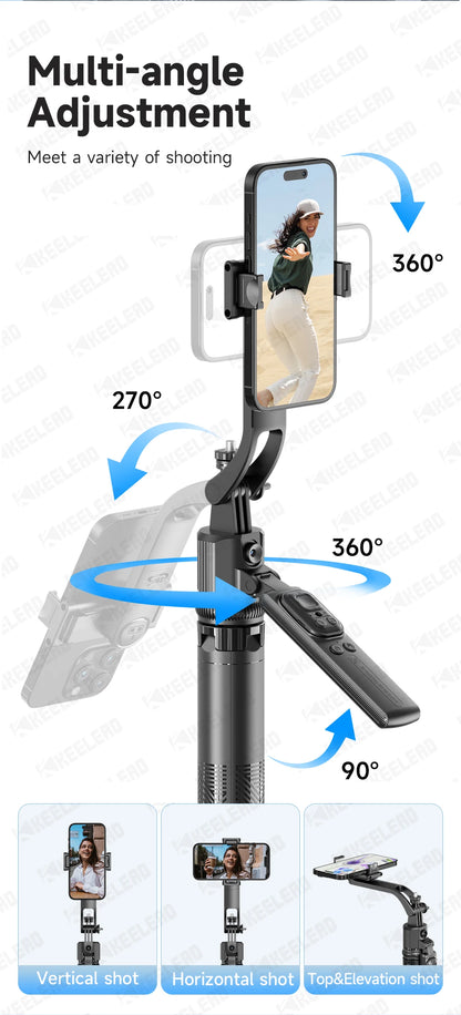 Tripod for Mobile Phone 360°Auto-Rotation Shooting C17 Quadrapod Selfie Stick Phone Stand AI Face Following, with Remote Control