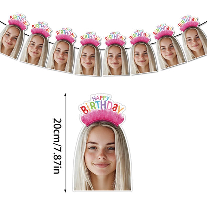 1set 8pcs Custom Birthday Photo Banner Personalized Face Photo Bunting Banner for Adult Birthday Party Favors Birthday Banner