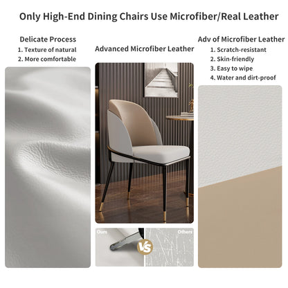 Luxurious Upholstered Dining Room Chairs Set, Microfiber Silicone Leather, 2 Colors, Kitchen Chairs