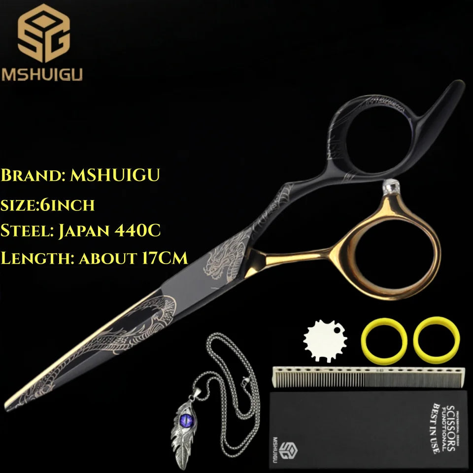 MSHUIGU professional barber Small size scissors 440C 5-5.5-6inch Multifunctional thinning shears Salon Tool Accessories