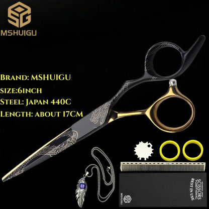 MSHUIGU professional barber Small size scissors 440C 5-5.5-6inch Multifunctional thinning shears Salon Tool Accessories