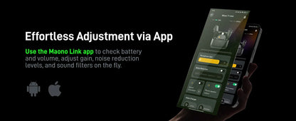 MAONO Wave T1 mini Wireless Lavalier Microphone Mini Lapel Mic for iPhone Android PC AI Noise Cancellation for Video Recording