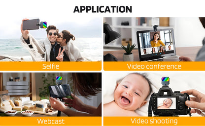 Portable LED Selfie Light for iPhone Samsung iPad Mobile Phone Laptop Clip Rechargeable Flash Fill Photo Video Photography Lamp