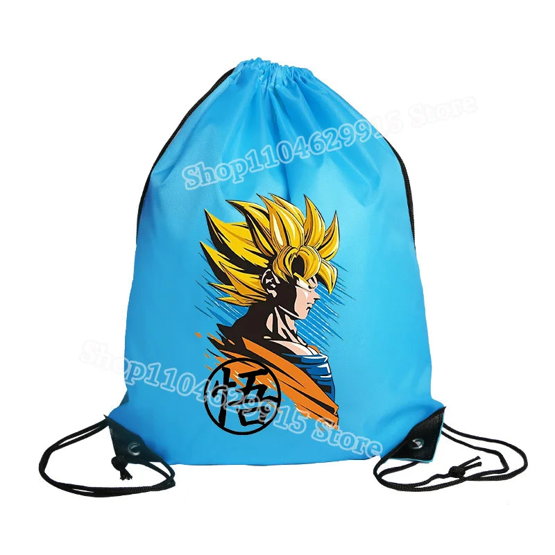 Dragon Ball Drawstring Bag Boys Goku Anime Figure String Pocket Swimming Pool Clothes Shoes Storage Waterproof Backpack Gifts