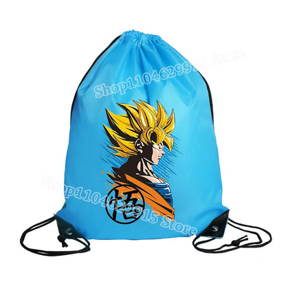Dragon Ball Drawstring Bag Boys Goku Anime Figure String Pocket Swimming Pool Clothes Shoes Storage Waterproof Backpack Gifts