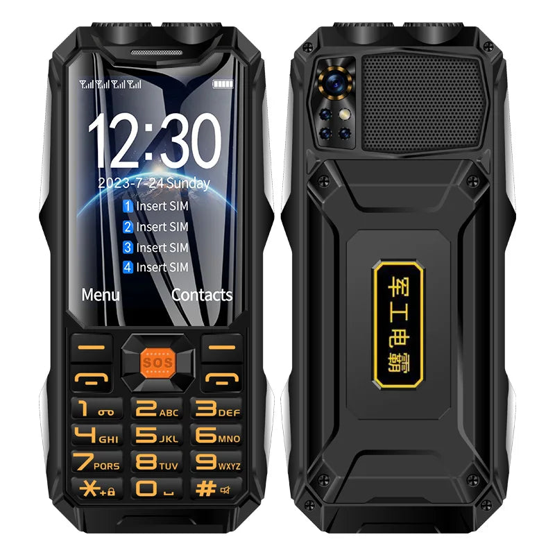 Q9 GSM 2G Network Mobile Phone 4 SIM Cards Rugged Bar Cellphone 3.5Inch HD Display Big Battery Loud Voice For Elderly