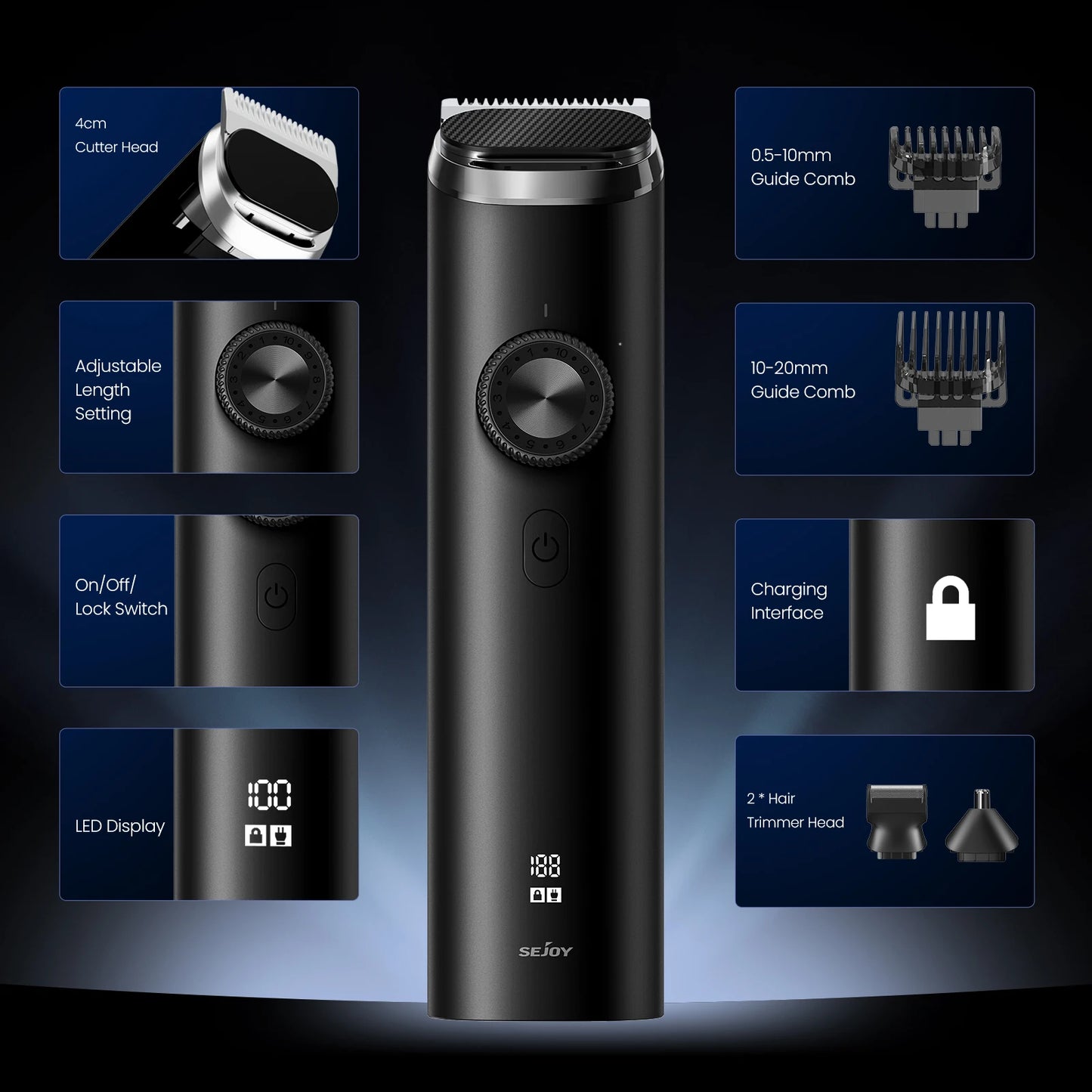SEJOY Electric Hair Trimmer Kits,Men's Hair Clipper Professional Razor Nose Trimmer Reachageable Waterproof