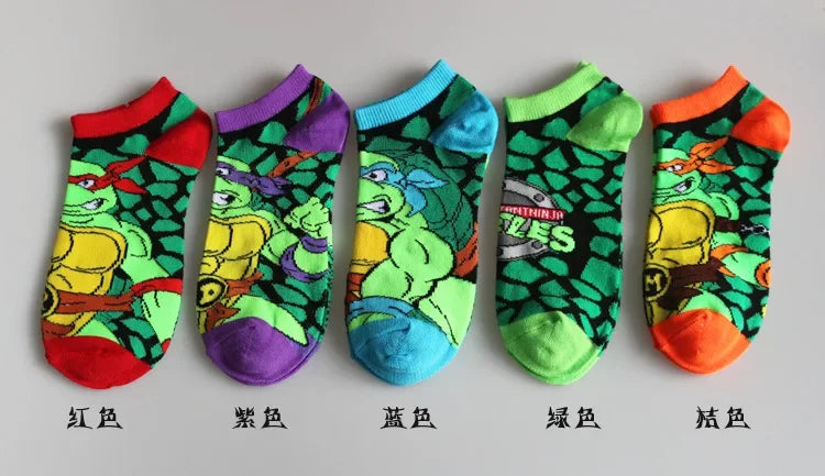 Teenage Mutant Ninja Turtles TMNT Socks Cartoon Women Men Anime Cute Socks Short Cotton Blends Low Cut Ankle Boat Socks Summer