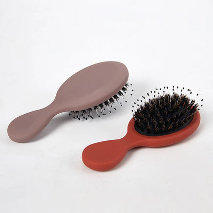 1Pcs Portable Mini Natural Boar Bristle Oval Hair Brush Comb Head Scalp Massage Comb Salon Hair Care Brush Styling Tool