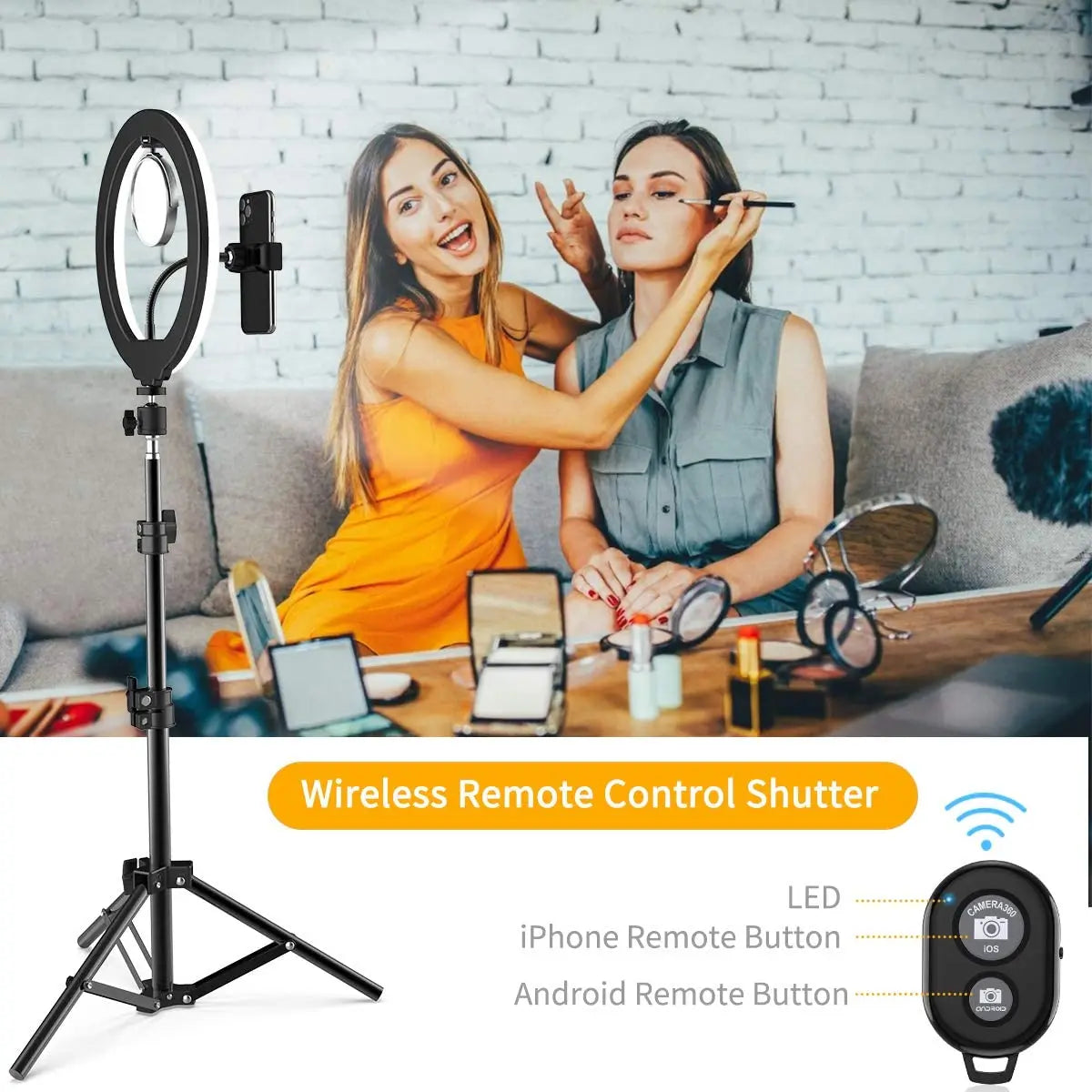 26/33cm LED Selfie Ring Lighting Light Dimmable Photographic Selfie Ring Lamp USB Remote Control Fill Light For Phone Video Live