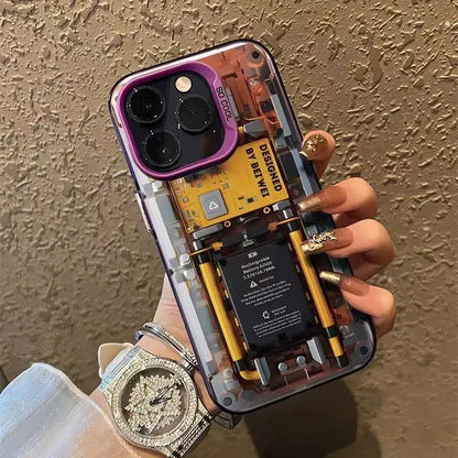 Mechanical Parts Pattern Phone Case For iPhone 17 16 15 14 Plus 13 12 11 16E Pro Max 17 Air X XR XS Matte Bumper Hard Cover