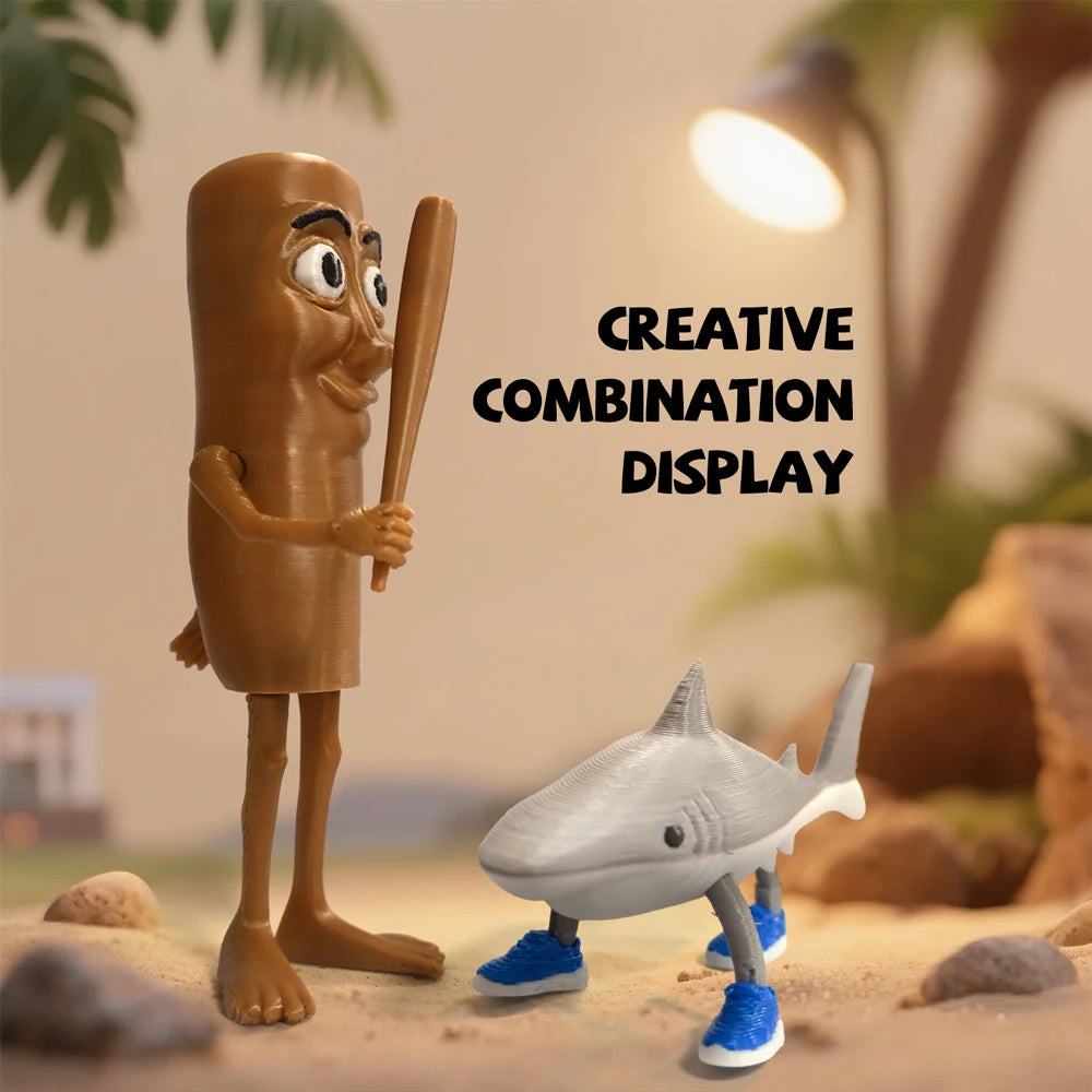 3D Printed Shark Figurine Tralalero Tralala Tun Tung Sahur Toy Classic of Mountains and Seas Figure Desktop Decor Birthday Gift