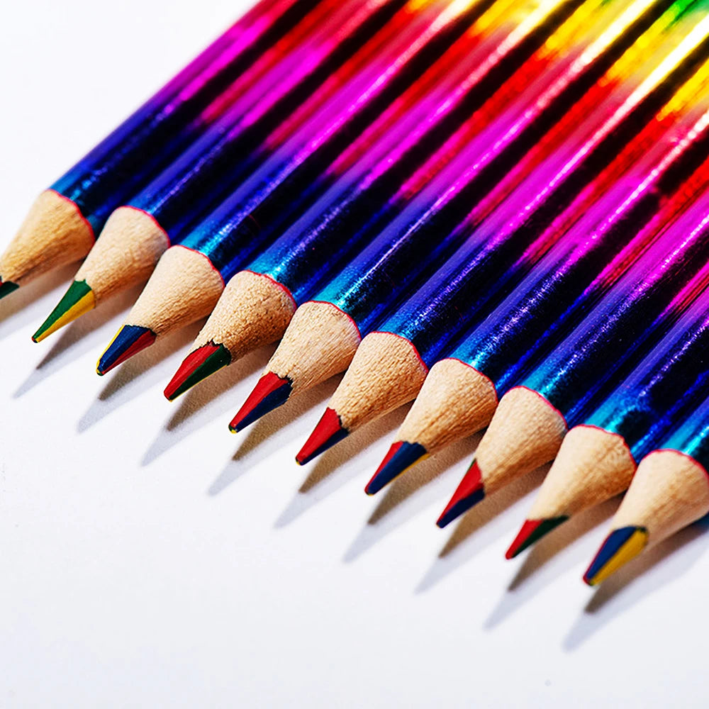 12-48 Pcs Rainbow Four-color Painting Brush for Children's Birthday Party Kindergarten Home Carnival Christmas Party Gift Reward