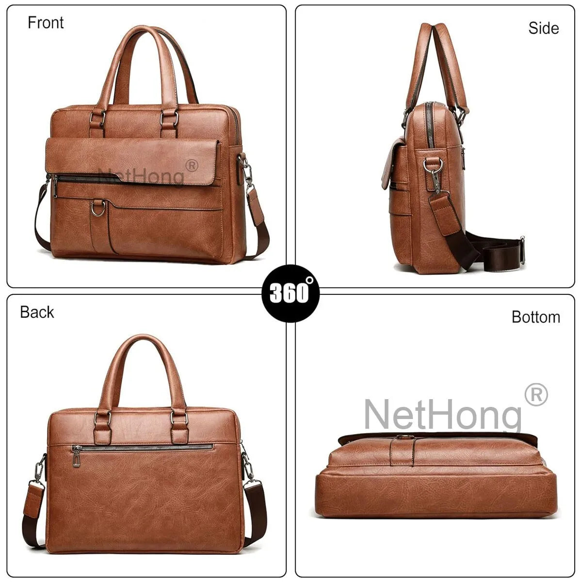 Men's Leather Cross Body Messenger Shoulder Handbag Travel Work Business Bag