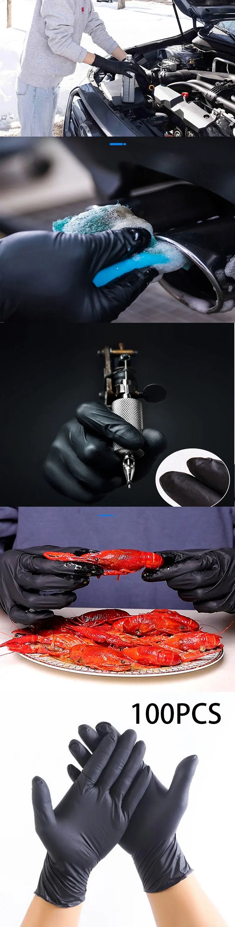 Nitrile Gloves Disposable Thickened Wear Resistant Black Food Household Food Grade Protective Dishwashing Rubber Wholesale Latex