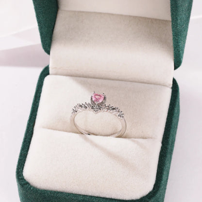 Pink Zircon Bow Heart Rings For Women Gold Plated 18K Plated Adjustable Heart Ring 2026 Trend Wedding Aesthetic Jewelry Gift