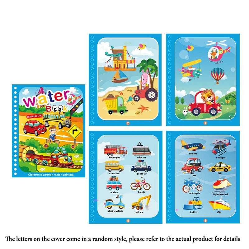 1P Reusable Water Drawing Book - Mess-Free Magic Painting Pad with Refillable Water Pen