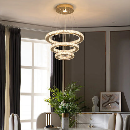 Crystal Pendant Light Living Room Remote Control Gold Chrome Lustre Ceiling Chandeilers Lamp for Bedroom Home Decoration Luminai