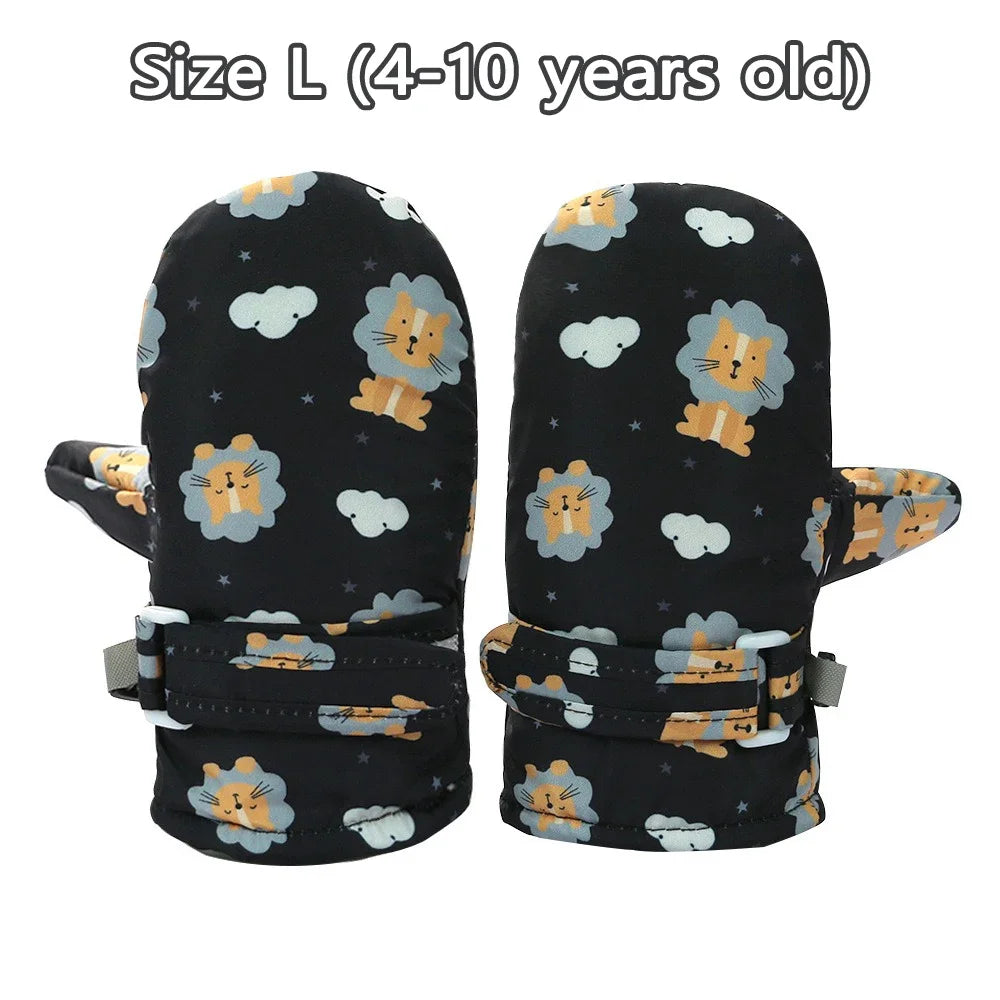 Kids Winter Ski Gloves - Waterproof Cartoon Mittens for Boys & Girls Age 4-6