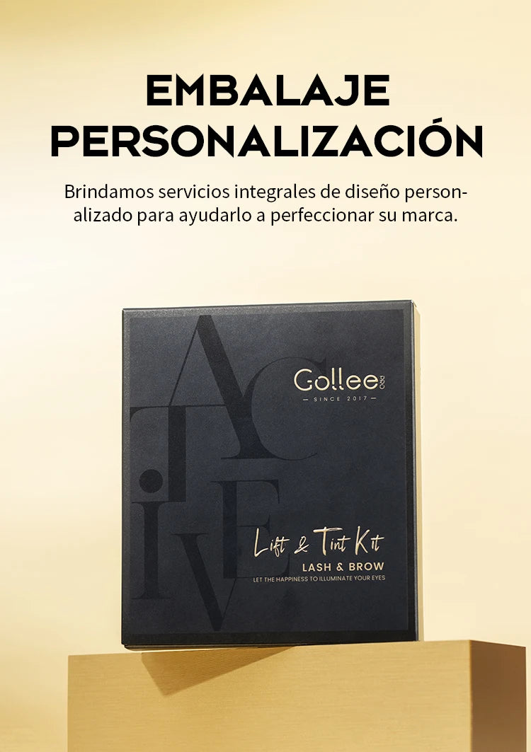 Gollee Lash and Brow Tinting Kit Classic Black Natural Eyelash Lifting Perm Treatment Makeup Set 4-6 Weeks For Lash Curler Perm