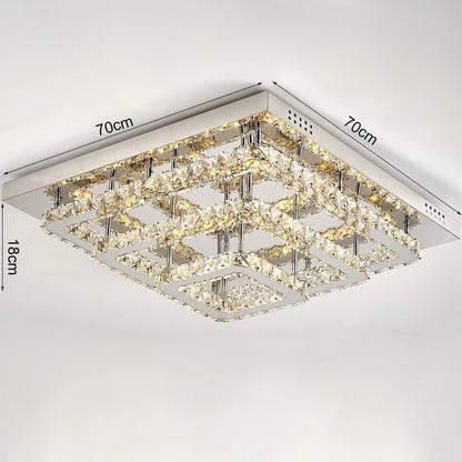 KOMORE Square Multiple-size Glamourous Crystal LED Ceiling Light, Cool White / Stepless Dimming for Office, Living Room, Bedroom