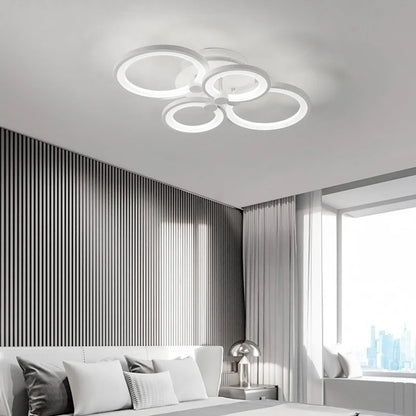 KOMORE Modern Circular LED Semi Flush Ceiling Light, 54 W/94W/142W Cool White for Nordic Decor for Office, Living Room, Bedroom
