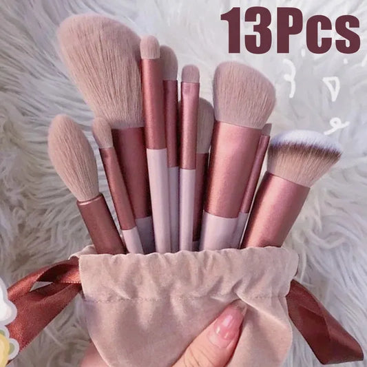 13 Piece Professional Makeup Brush Set with Case - Synthetic Hair Cosmetic Brushes for Eye Shadow, Foundation & Blush