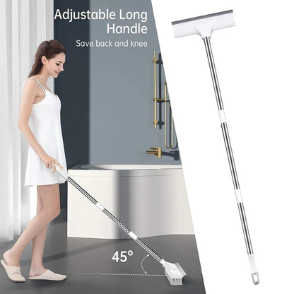 Long Handle Scrub Brush 2 In 1 Floor Scrubber And Squeegee For Cleaning