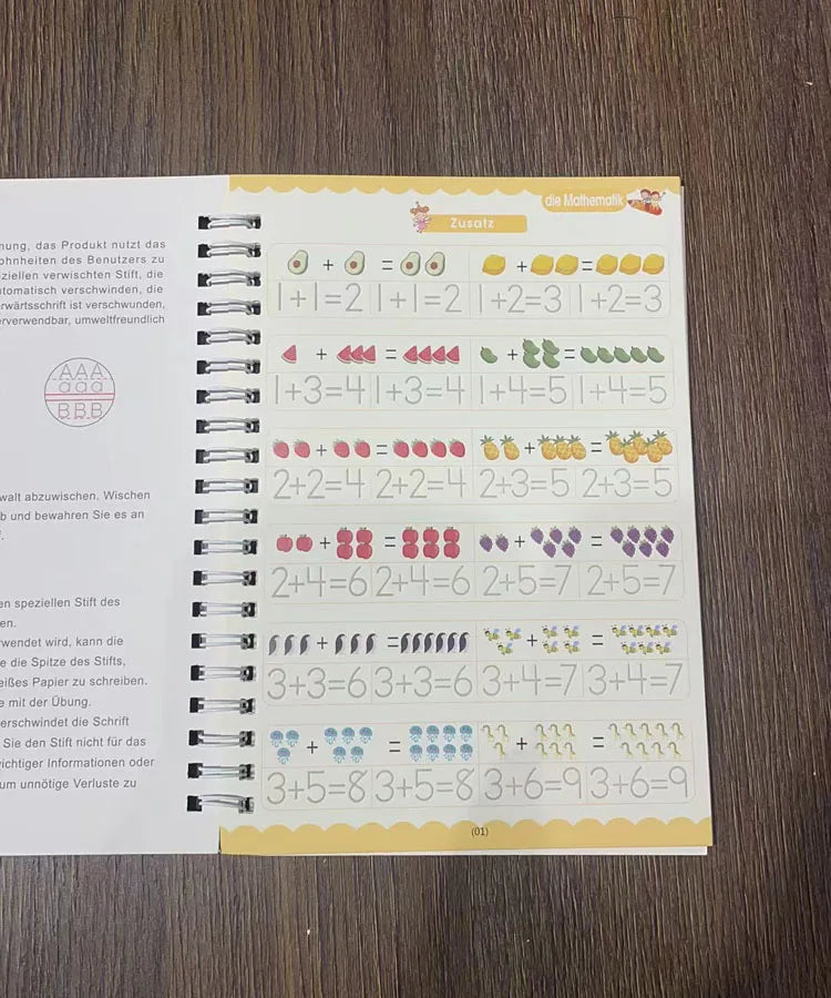 Magic Writing Book in Portuguese Calligraphy Notebook Montessori Kids Reusable Educational Calligraphic Letter Practice Toy