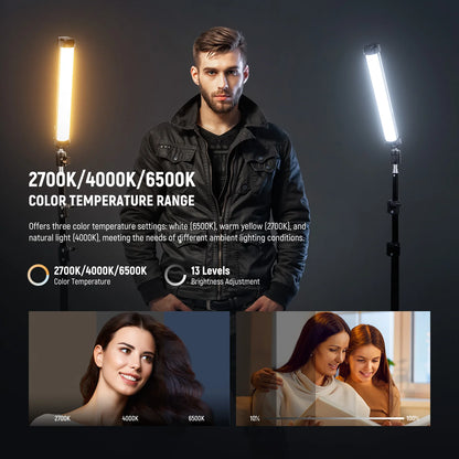 NEEWER Basics 12" Magnetic RGB Light Wand, 2700K/4000K/6500K CRI95 8W LED Dimmable Handheld Tube Light Stick 2000mAh