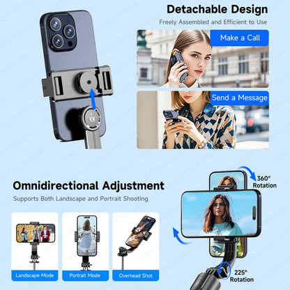 F15 Selfie Stick Tripod Extendable Pole with Wireless Bluetooth Remote Phone Holder for Smartphone Shooting Vlog Video Recording