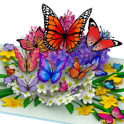 3D Butterfly Pop-Up Card - Floral Wreath Birthday Card for Women, Valentine's Day, Mother's Day Gift for Wife, Mom, Girlfriend