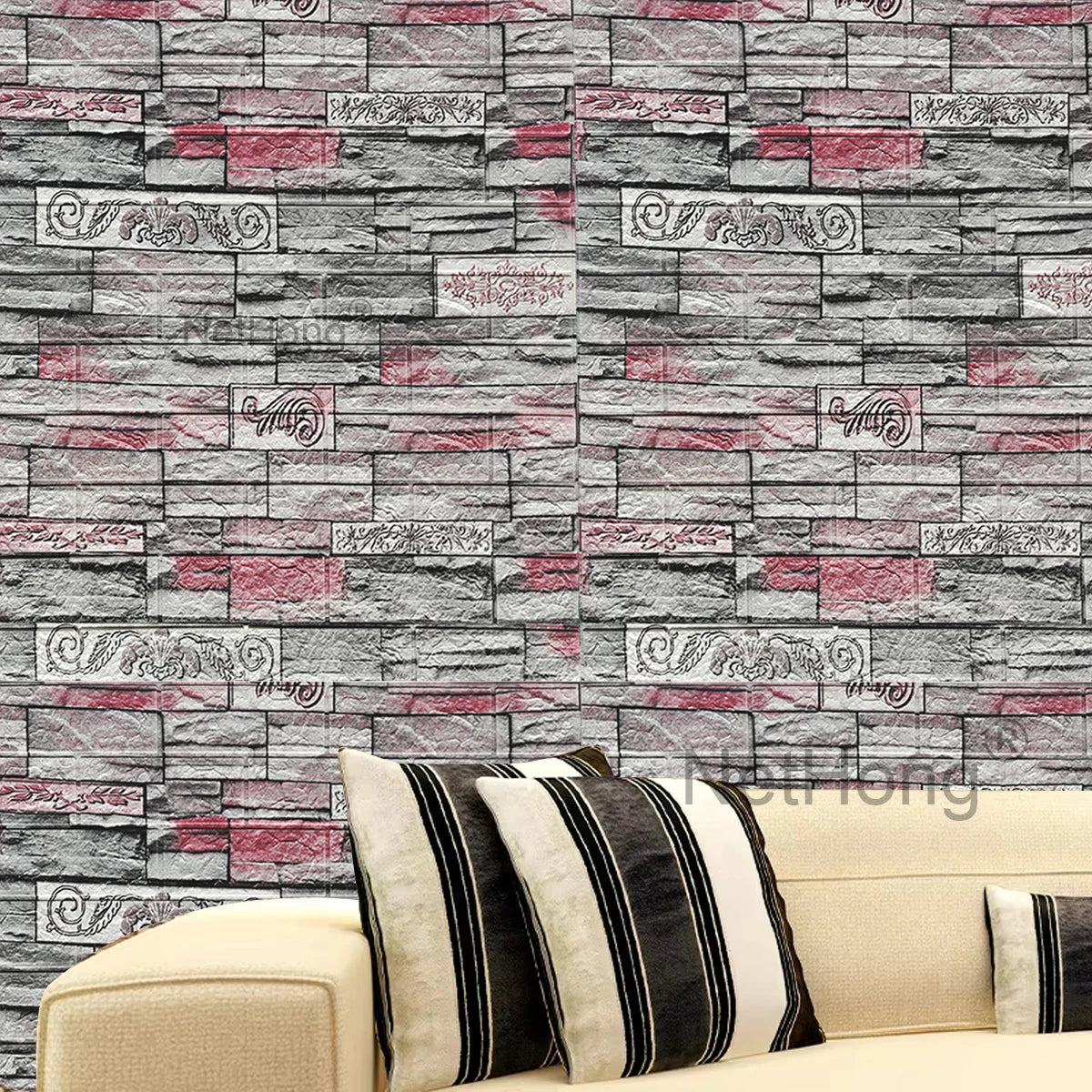 Waterproof Brick Stone Wallpaper Self Adhesive Vinyl Wall Decor Sticker 70*77cm