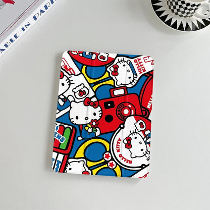 HelloKitty Schutzhülle für iPad Pro 11 Zoll, iPad Air 2024, iPad Air 5/4 10,9 Zoll, iPad Air 7/8 10,2 Zoll, iPad Air 3 10,5 Zoll und iPad mini 6/5/4 mit Stifthalter