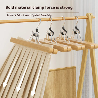 5pcs super strong clamping force solid wood pants rack pants and skirt clips non-slip traceless home storage