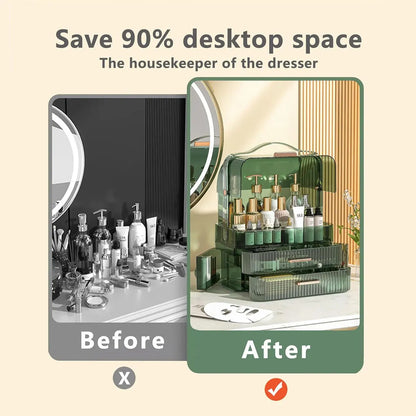 2025 Large White Cosmetic Skincare Organiser Make-Up Storage Case 2 Drawers Box