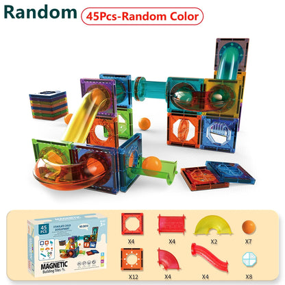 Magnetic Tile Marble Runway Toy Set STEM Educational Building Blocks for Boys and Girls Aged 3+, Great Birthday Gifts Christmas