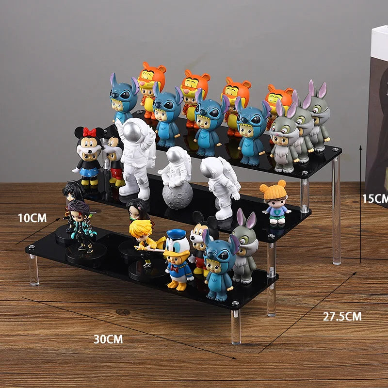 Acrylic Riser Display Stand Perfume Organizer Shelves for Amiibo Funko Figures Toys Cupcake Desserts Collection Cosmetic Jewelry