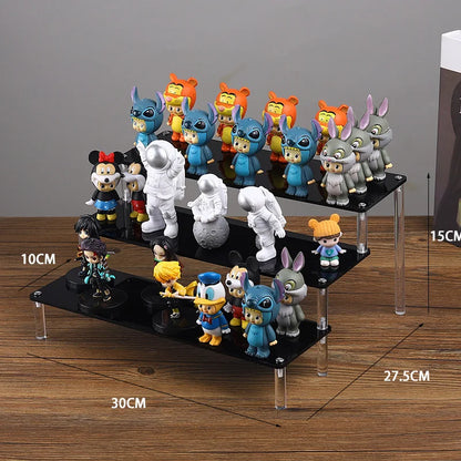 Acrylic Riser Display Stand Perfume Organizer Shelves for Amiibo Funko Figures Toys Cupcake Desserts Collection Cosmetic Jewelry