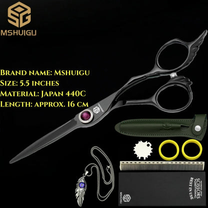 MSHUIGU professional barber Small size scissors 440C 5-5.5-6inch Multifunctional thinning shears Salon Tool Accessories